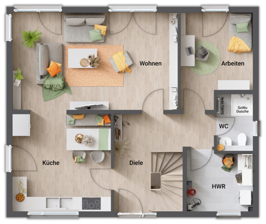 Grundriss Erdgeschoss des Flair 152 RE